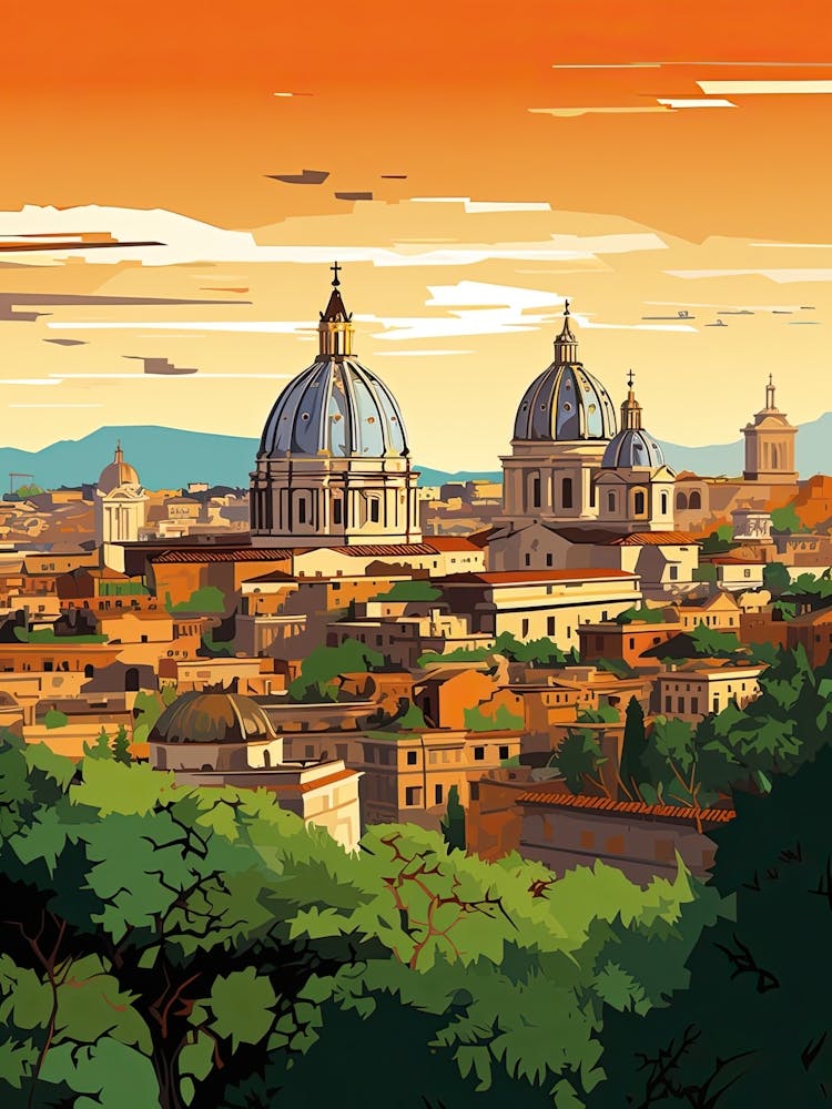 Rome, Italy, Geometric Illustration 3