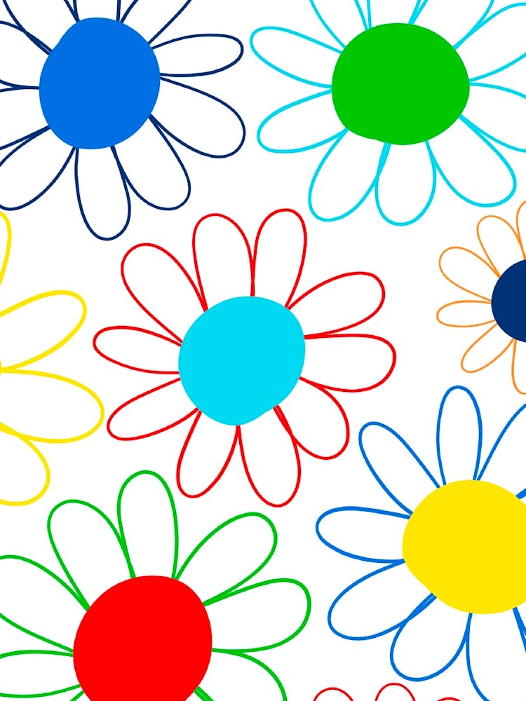 Colourful multi coloured daisys 1