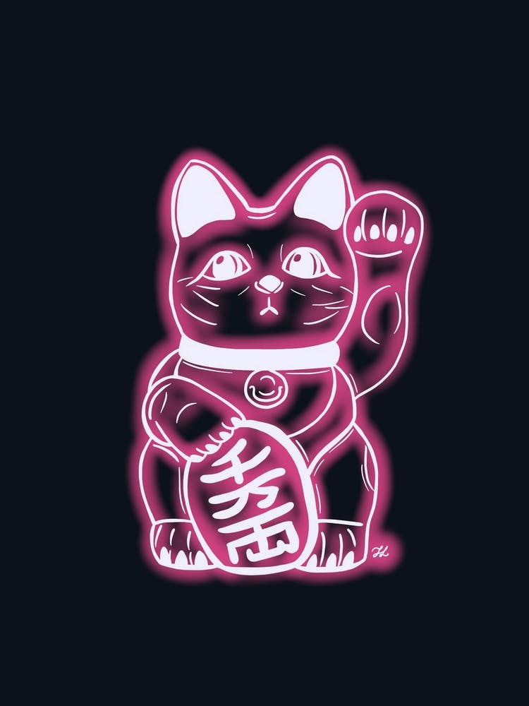 Peony Pink Neon Cat
