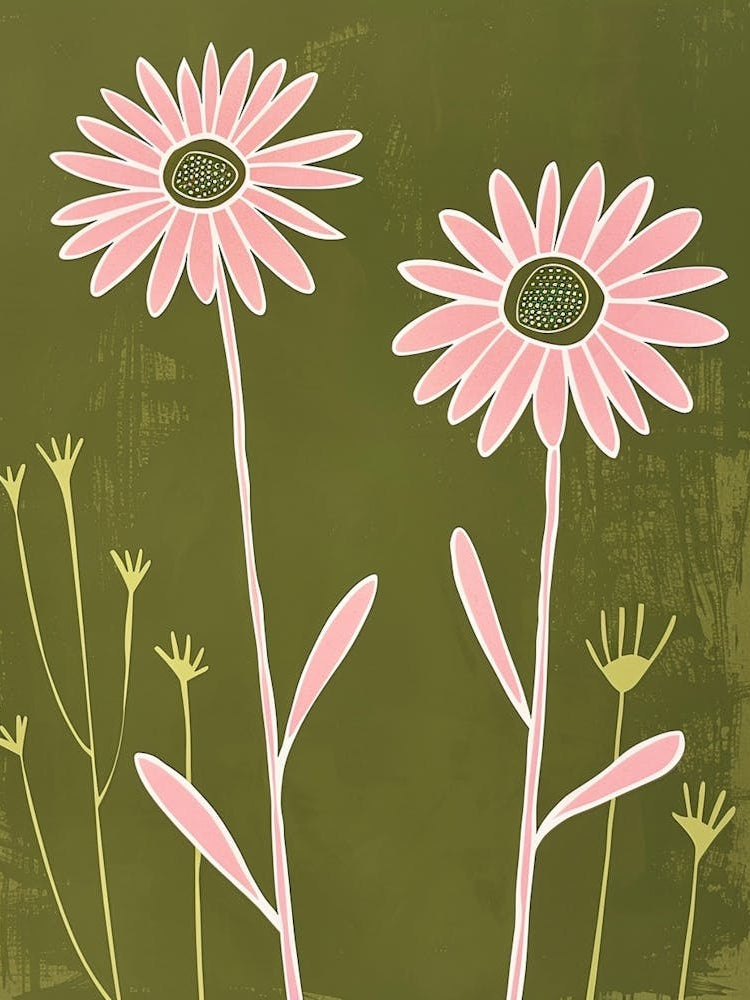 Pink & Green Daisy 1