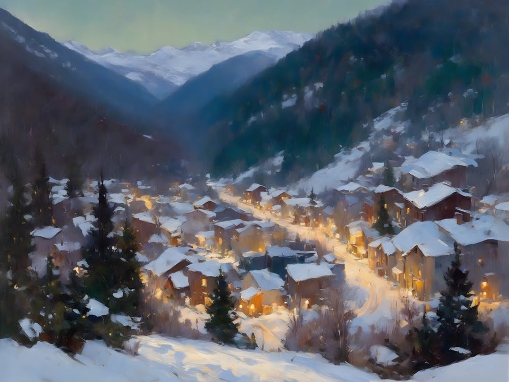Village In Mountain Valley