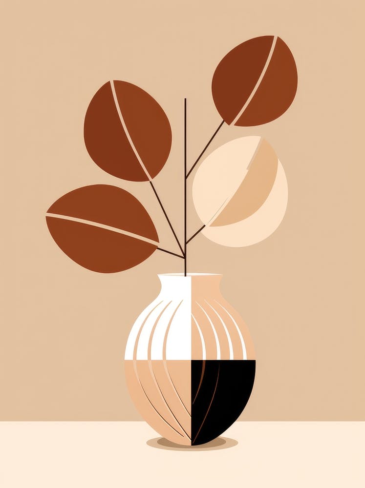 Vase mit Blättern 2