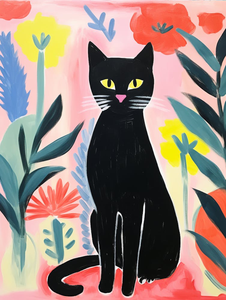 Matisse Inspired Fauvism Black Cat Poster