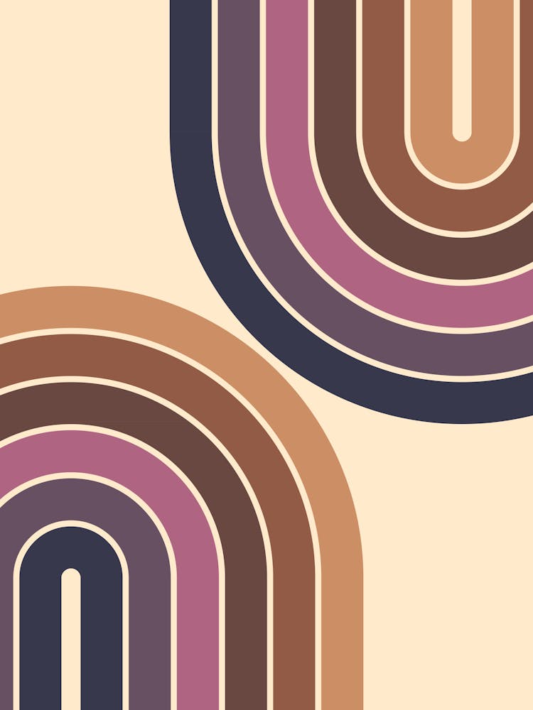 Midcentury Modern Geometric Rainbow C4 In Rustic Earthy Purple Blue 01