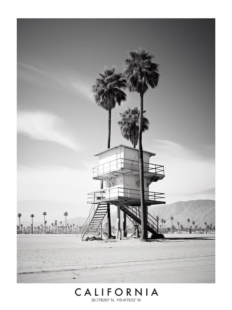 Poster Of California, Black And White Analogue Photograph 4