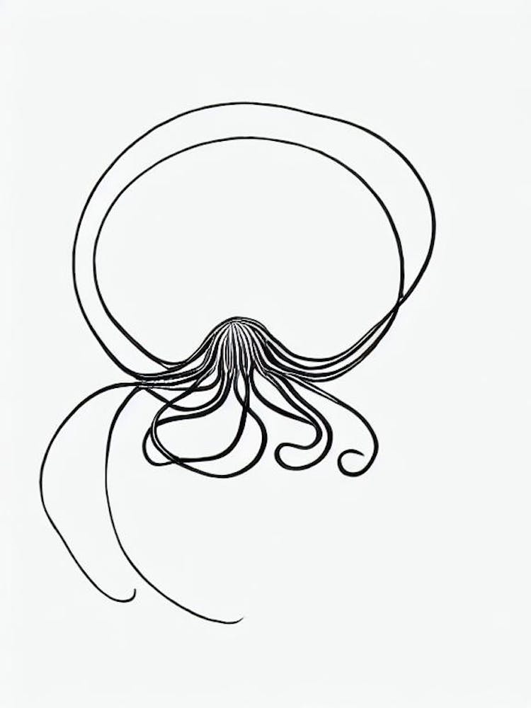 Bioluminescent Octopus Black & White Drawing