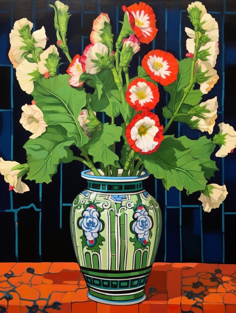 Flowers In A Vase Still Life Painting Hollyhock 2