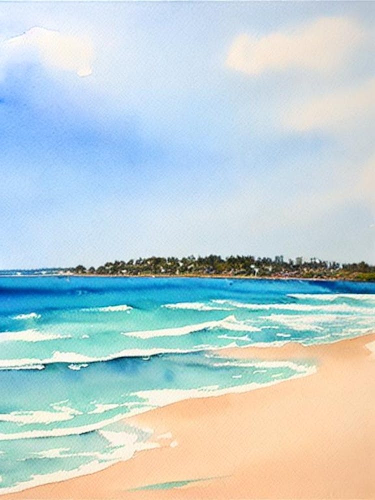 Mooloolaba Beach, Australia Watercolour