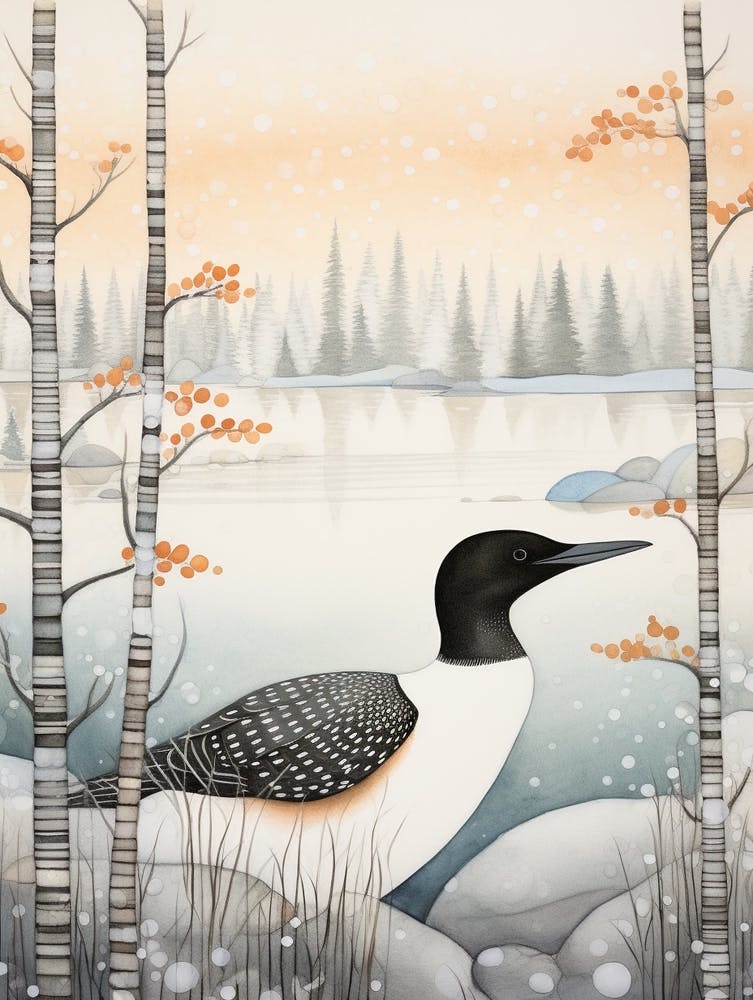 Wintervogel-Gemälde Seetaucher 3