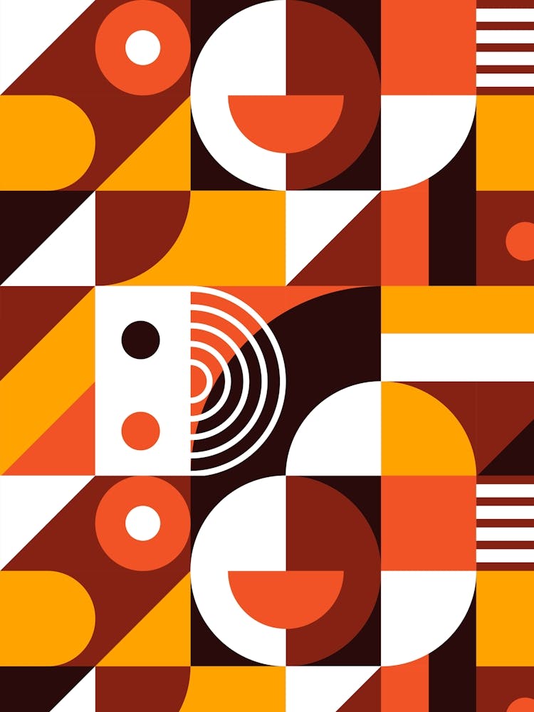 Abstract Geometric Pattern - Bauhaus geometric retro poster #2, 60s poster