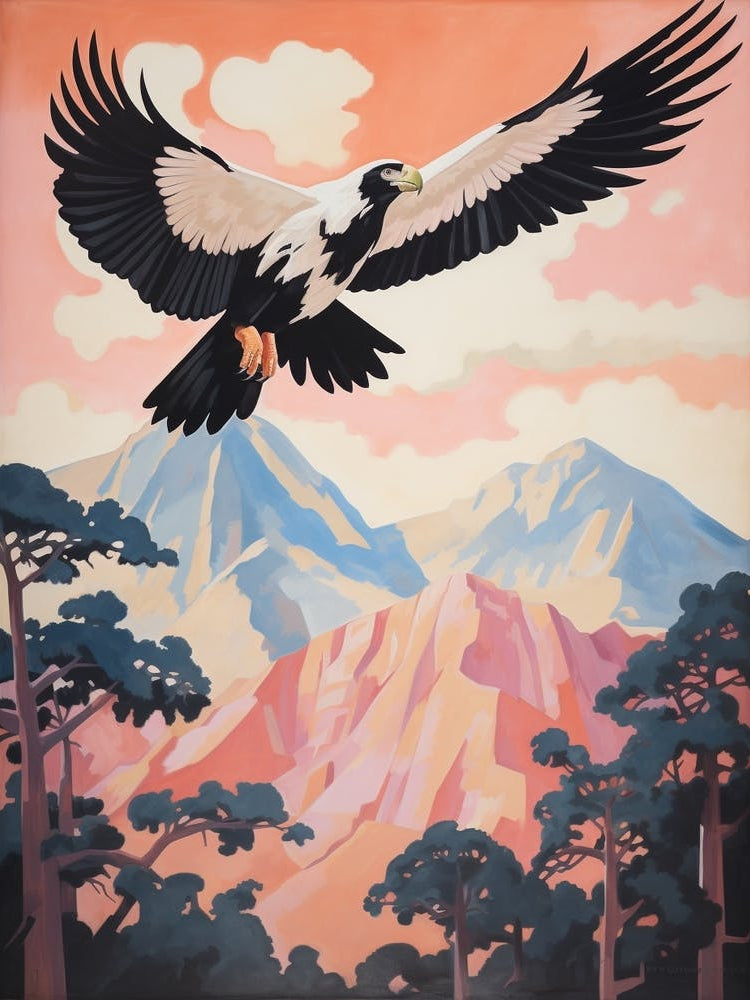 Vintage Japanese Inspired Bird Print California Condor 3