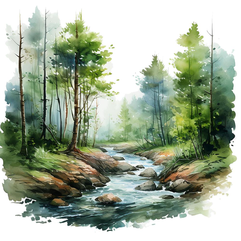 Watercolor Of A Forest 1