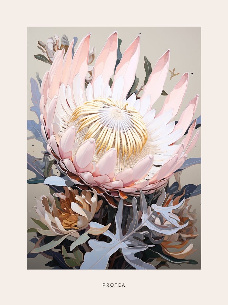 Flower Illustration Protea 6 Poster