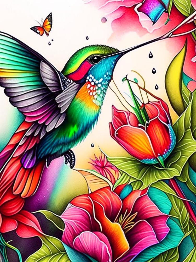 Hummingbird And Butterfly Marker Art