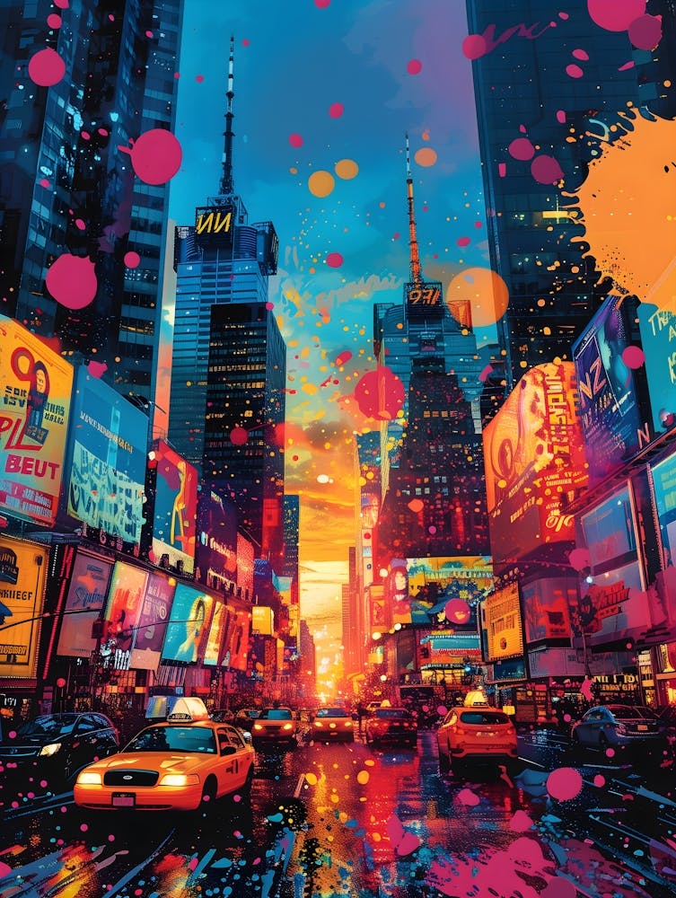 Times Square, Vibrant, Bold Colors, Pop Art