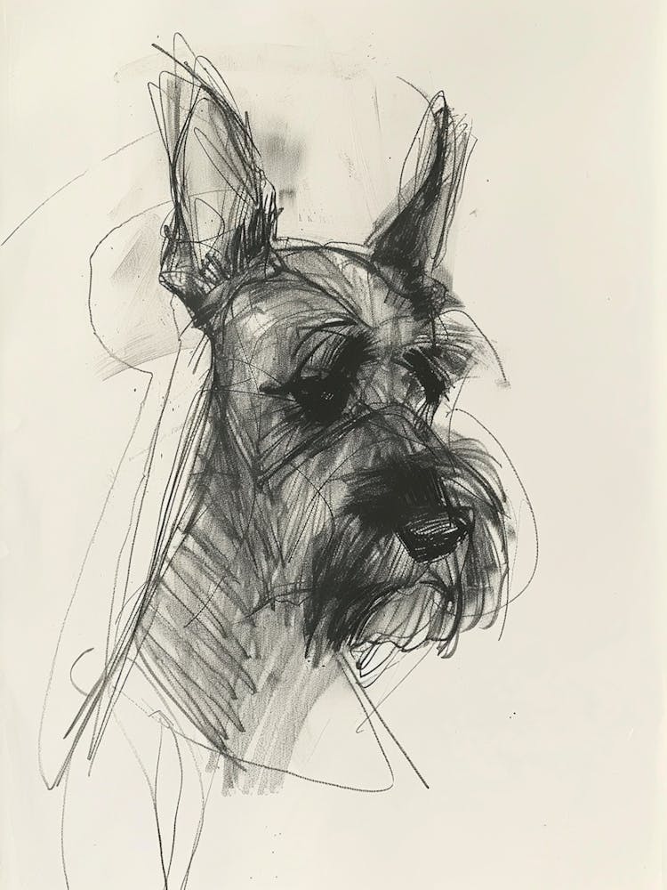 Scottish Terrier Dog Charcoal Line 3