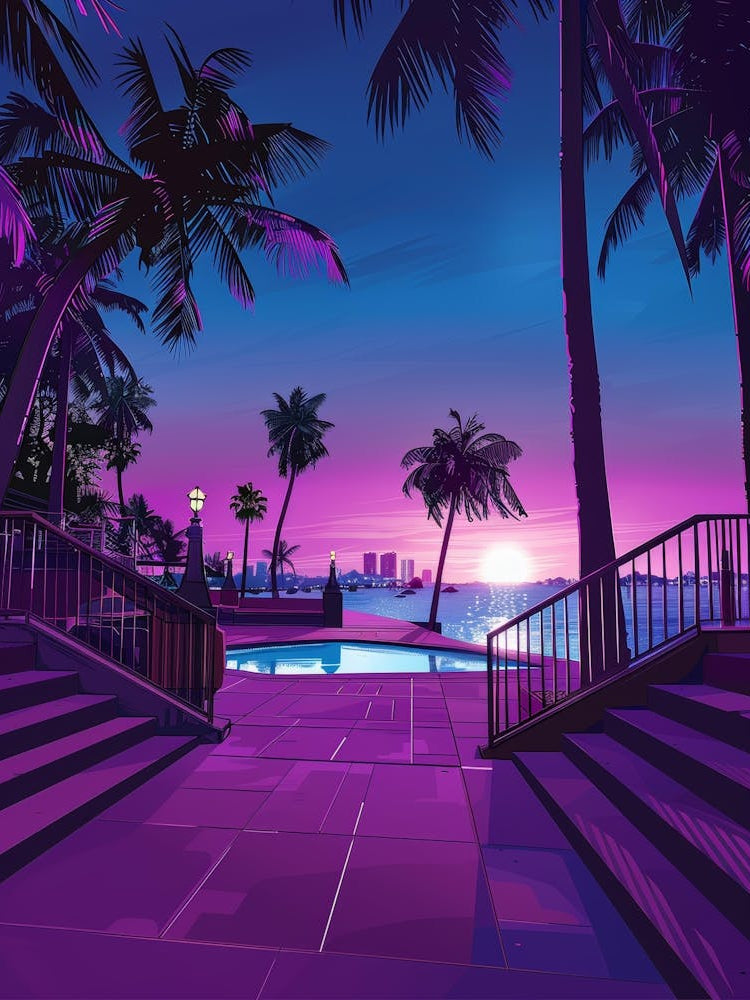 Beach Scene At Sunset