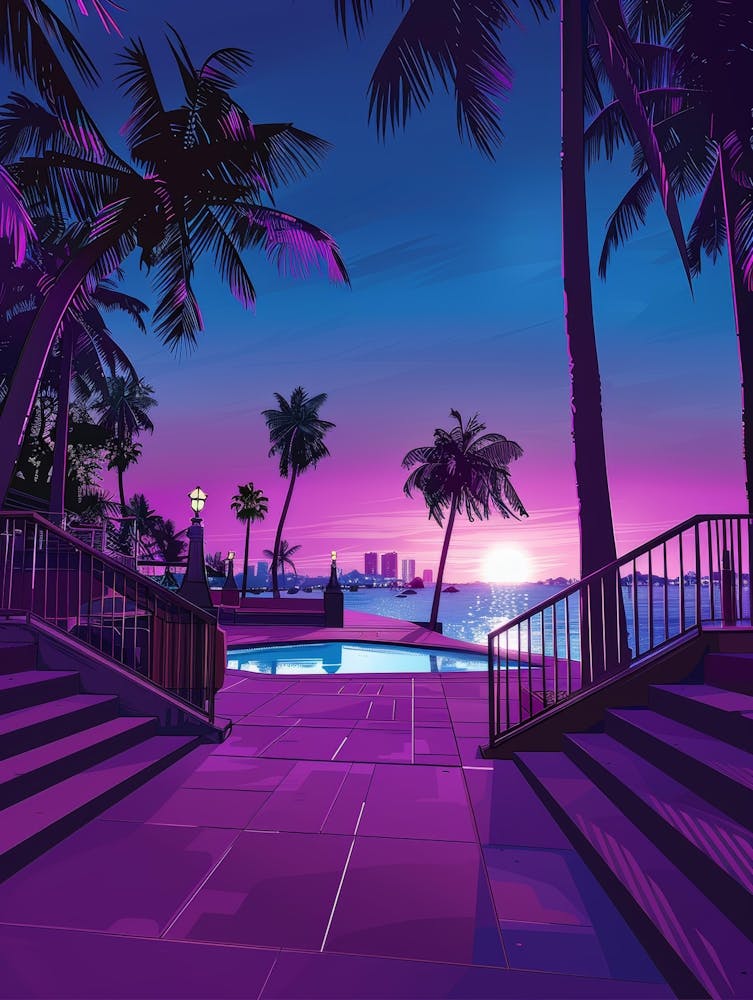 Beach Scene At Sunset