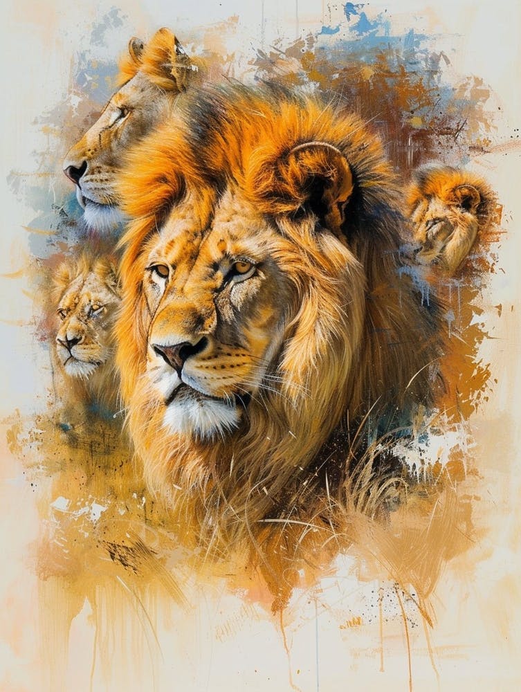 Barbary Lion Collage Painting