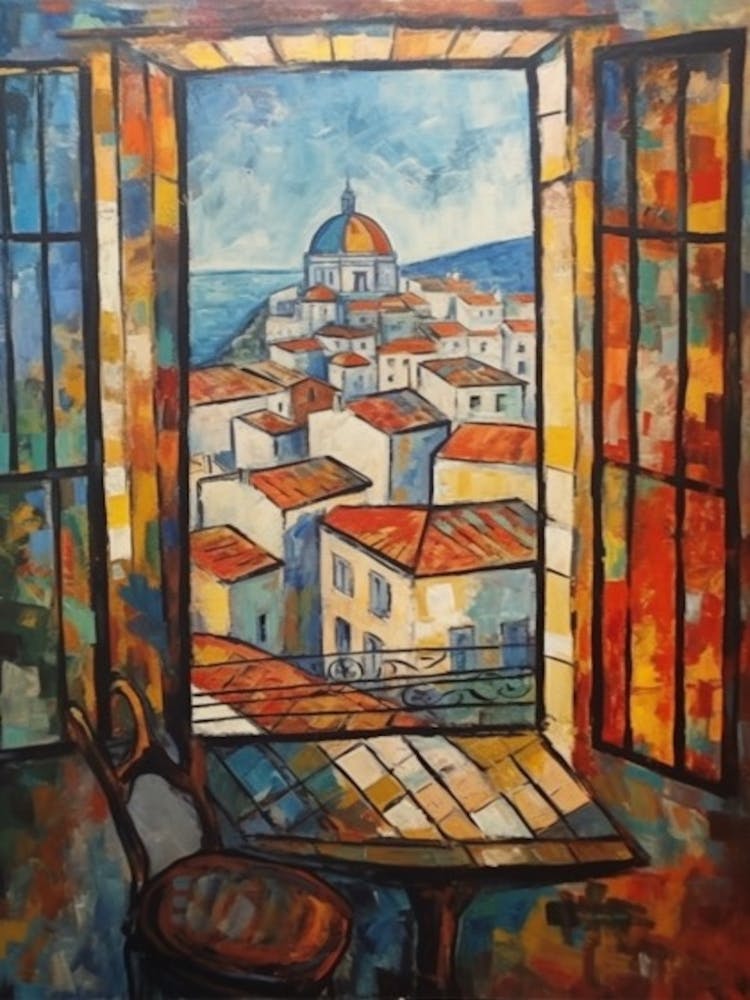 Window View Of Lisbon Portugal In The Style Of Cubism 1