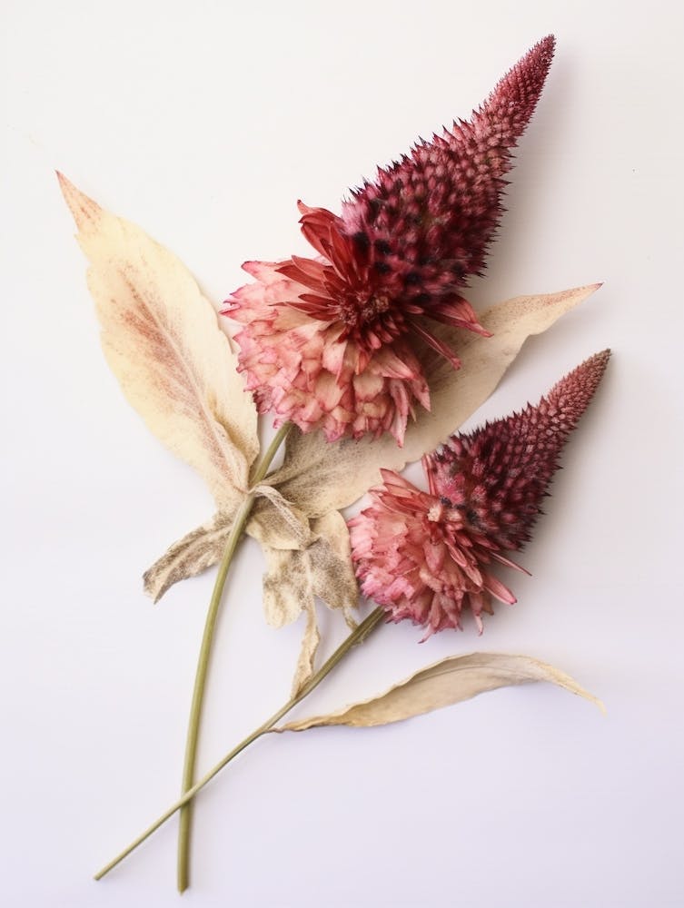 Pressed Flower Botanical Art Celosia 2