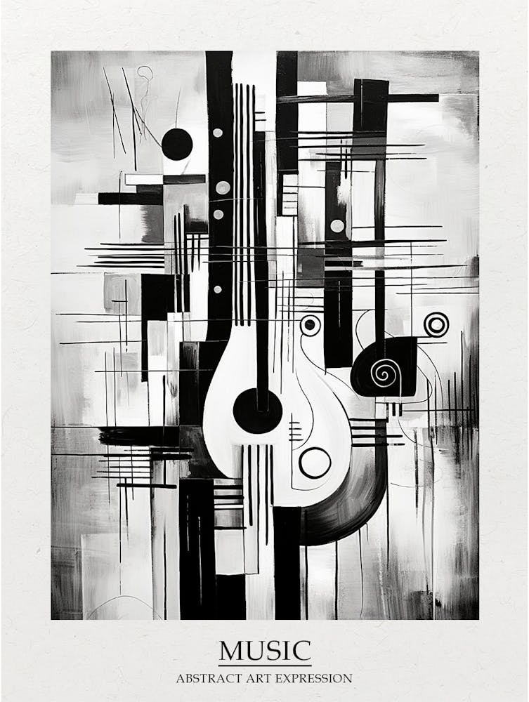 Music Abstract Black And White 2 Poster