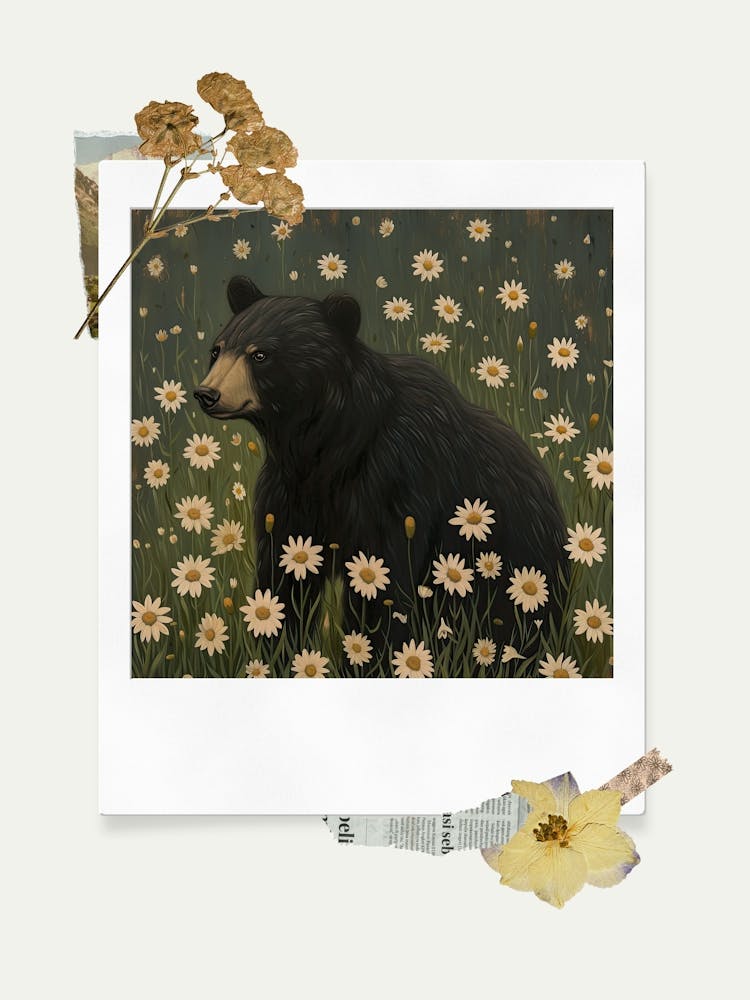 Scrapbook Black Bear Fairycore Painting 2