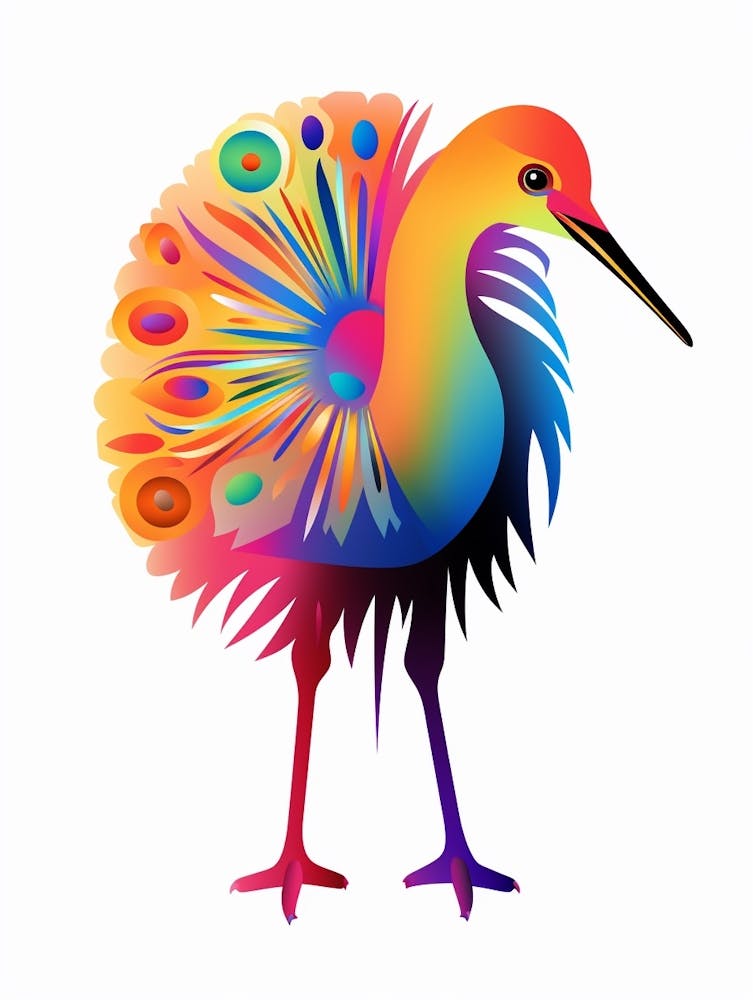Colourful Geometric Bird Kiwi 1