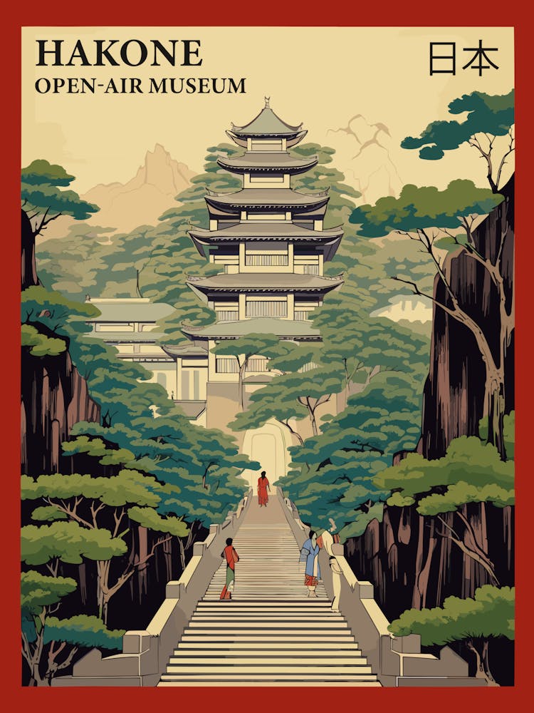 Hakone Open Air Museum, Japan Vintage Travel Art 3 Poster