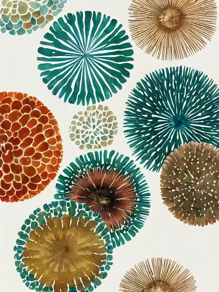 Sea Urchin Roe Vintage Graphic Watercolour