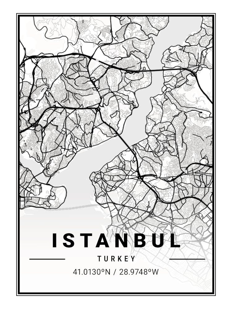 Istanbul Turkey Map Print