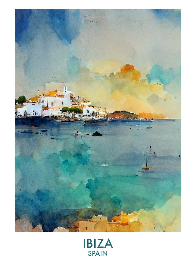 Ibiza Spain Watercolour Travel