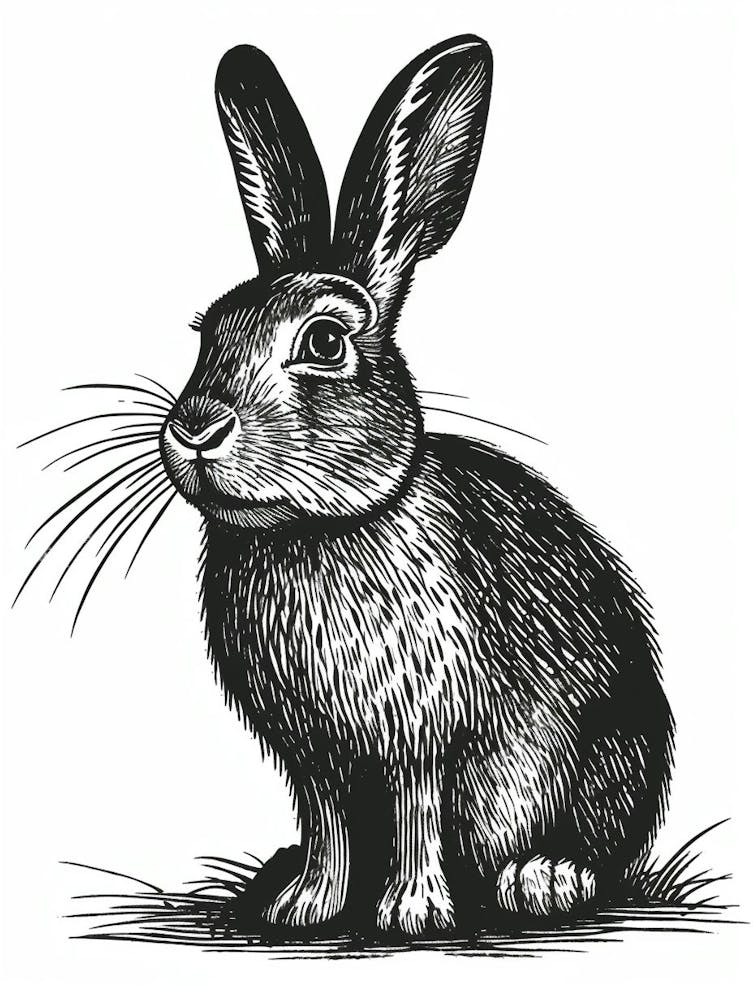 Argente Blockprint Rabbit Illustration 2