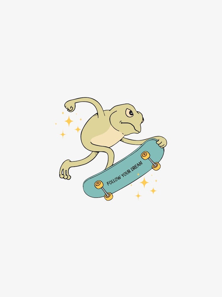 Frog On Skateboard