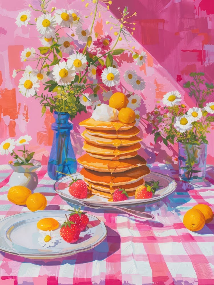 Pink Breakfast Food Pancakes 2