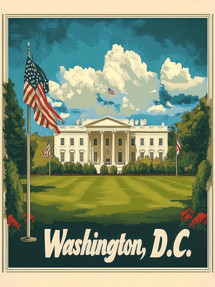 Aihrgdesign A Mid Century Modern Travel Poster For Washington DC 1
