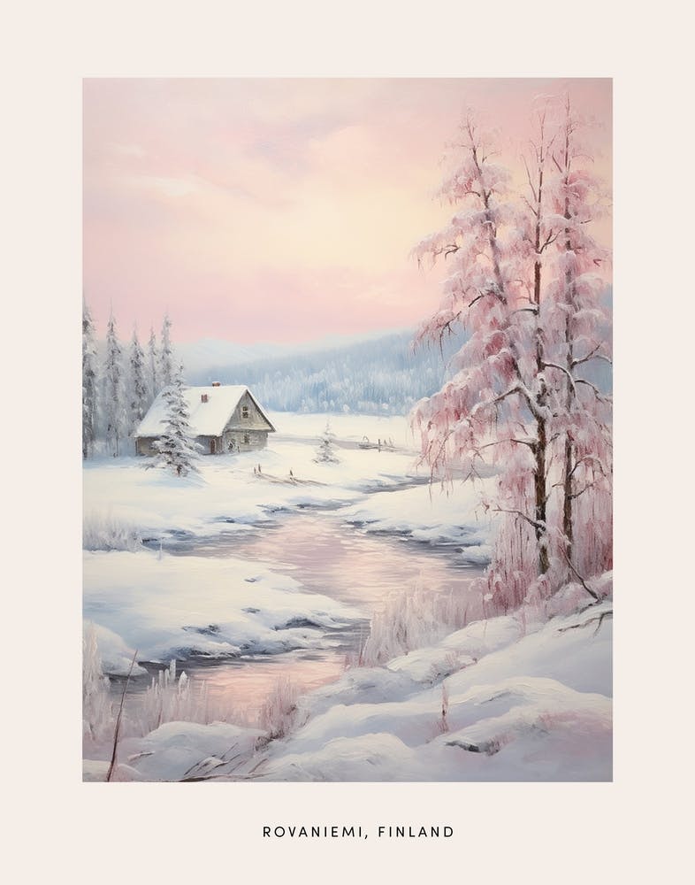 Dreamy Winter Painting Poster Rovaniemi Finland 2
