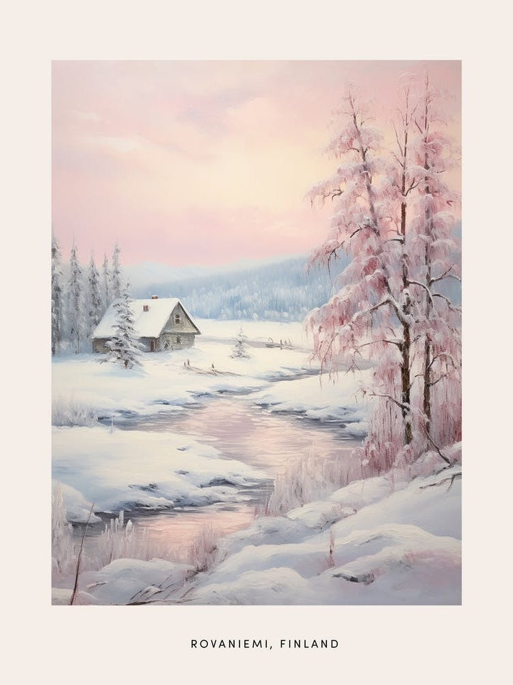 Dreamy Winter Painting Poster Rovaniemi Finland 2