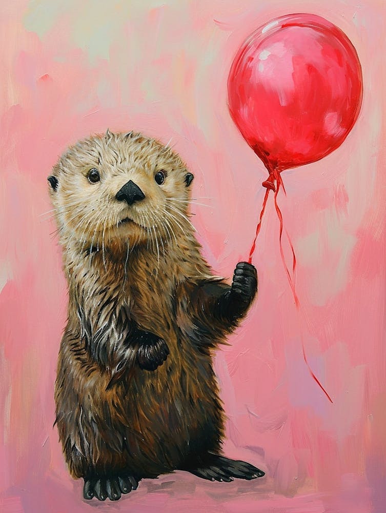 Cute Sea Otter 1 With Balloon