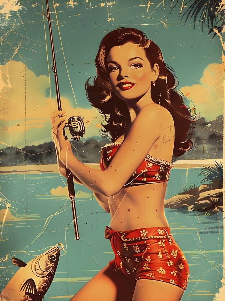 Pin Up Girl Fishing