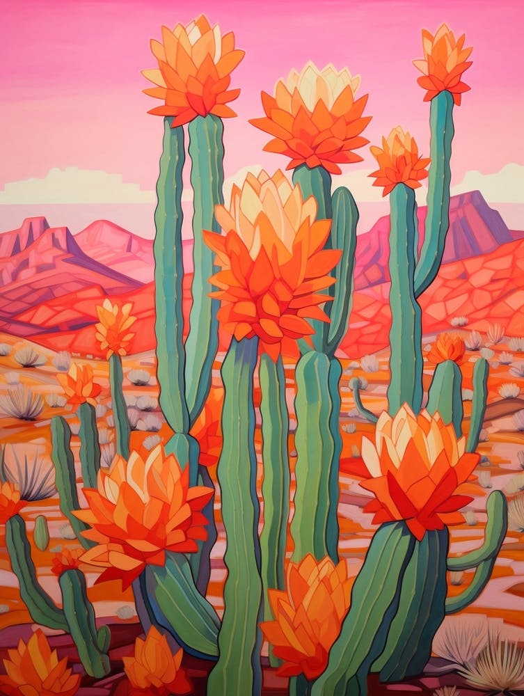 Cactus In The Desert Painting Trichocereus 1