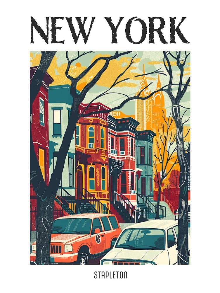 Stapleton New York Colourful Silkscreen Illustration 4 Poster