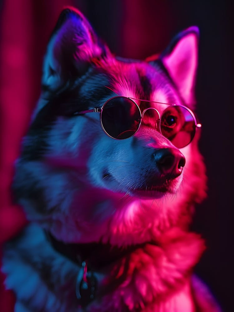 Beautiful Dog Under Neon Lights 12