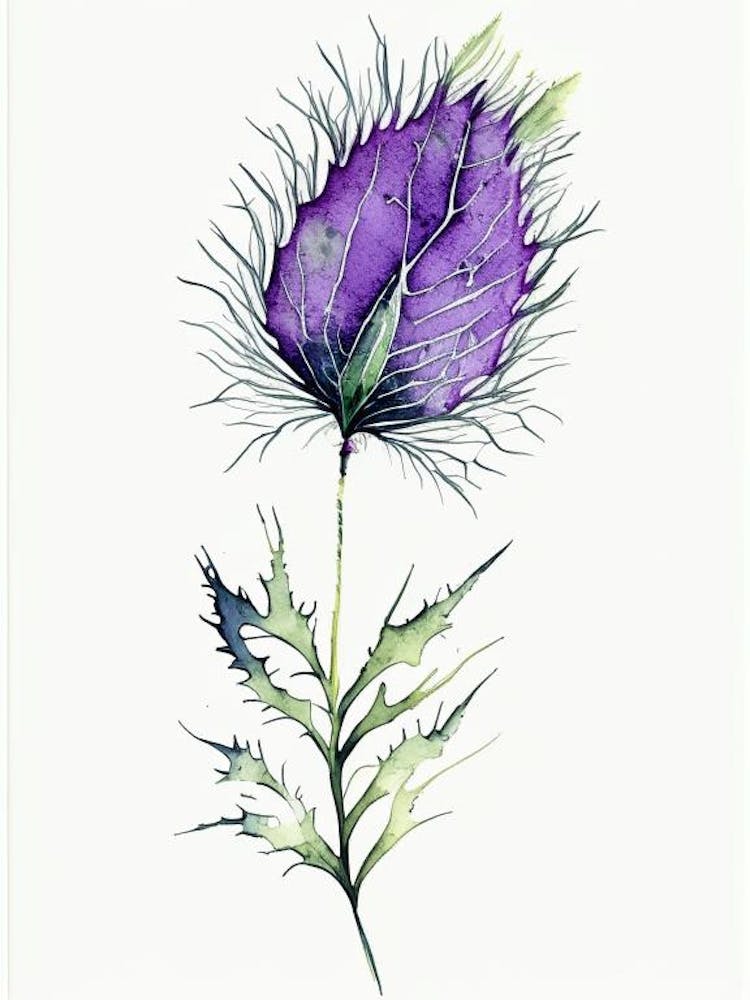 Thistle Leaf Minimalist Watercolour 2