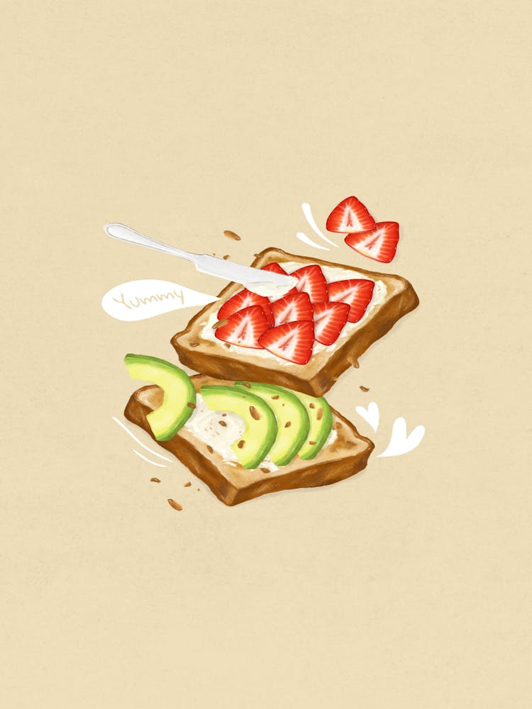 Toast With Strawberries And Avocado