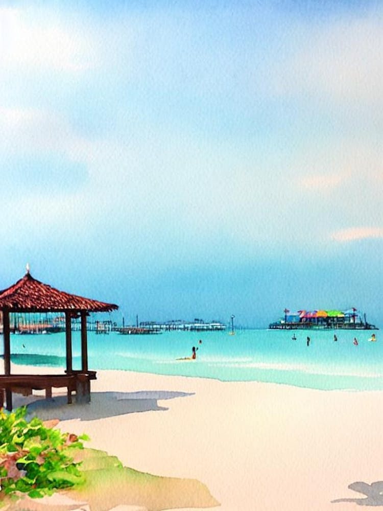 Palawan Beach, Sentosa Island, Singapore Watercolour
