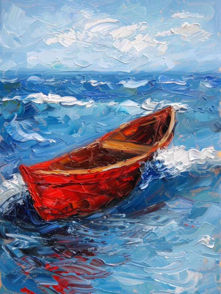Red Boat In The Sea 6