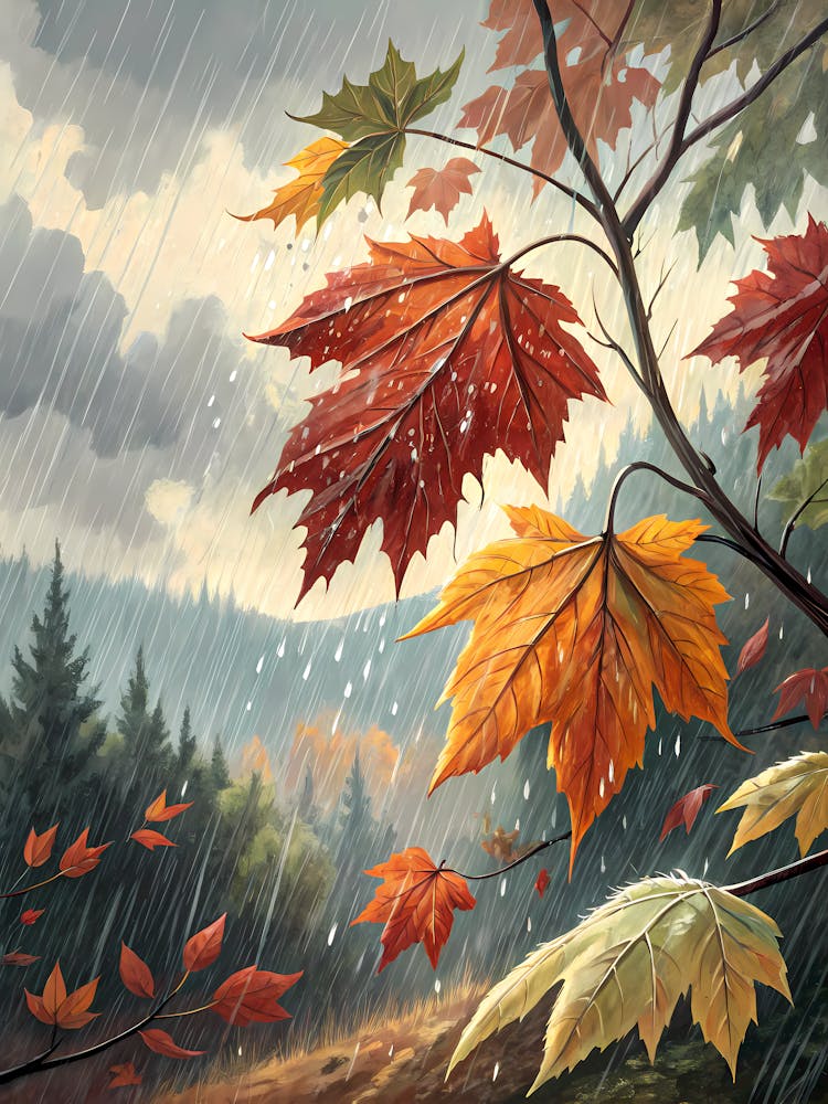 A Bold, Dynamic Interpretation of Autumn Leaves Oil Painting Style