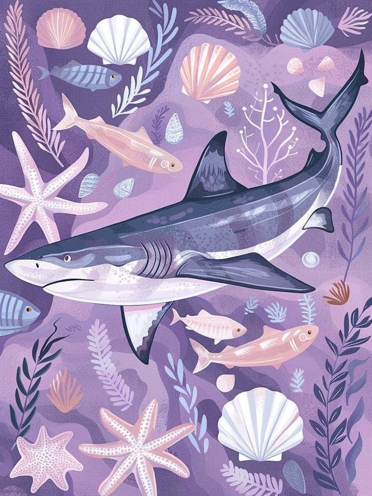 Purple Pelagic Thresher Shark Illustration