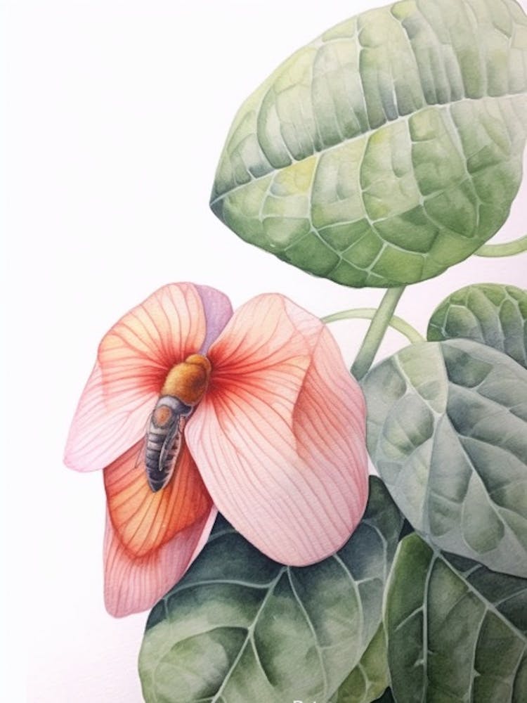 Beehive With Anthurium Flower Watercolour Illustration 3